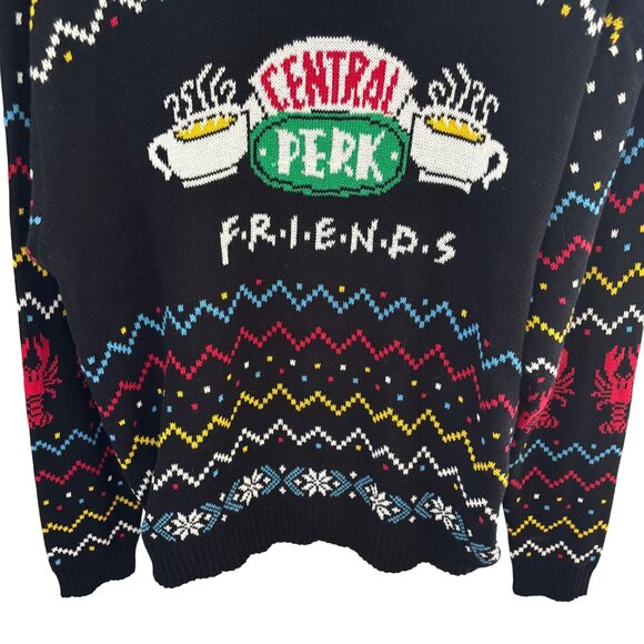 Ugly Christmas Sweater Friends TV Show Unisex Black Sweater Size XL Central Perk - Picture 5 of 8